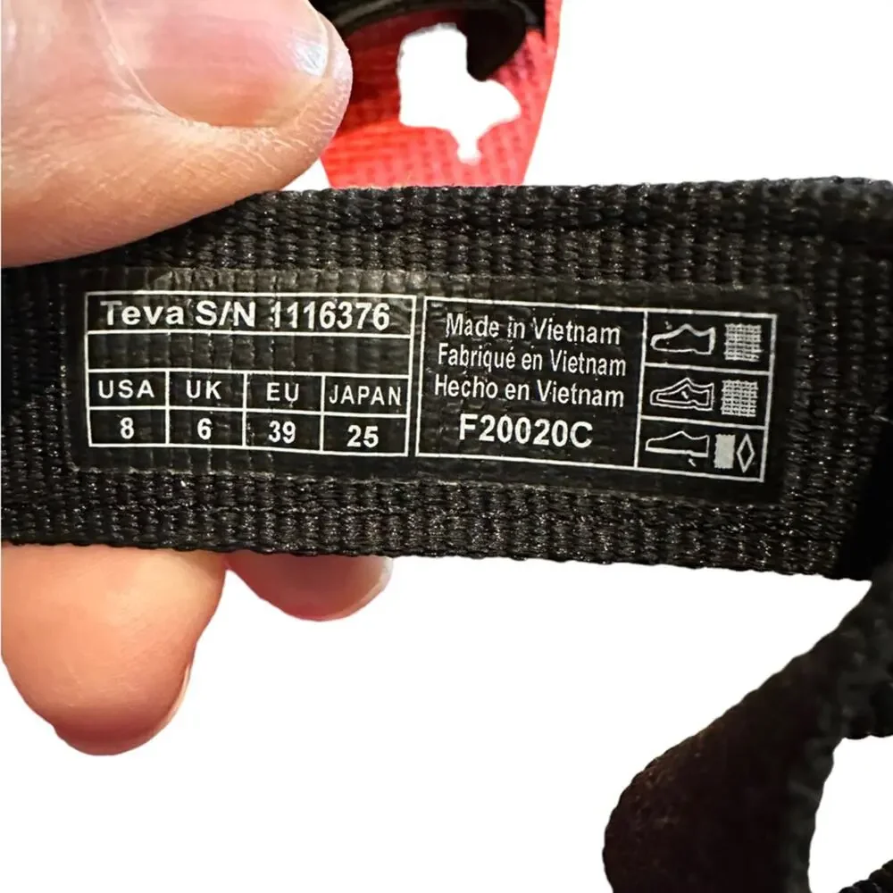 Teva Rainbow Platform Sandals with Black Straps in Womens Size 8
